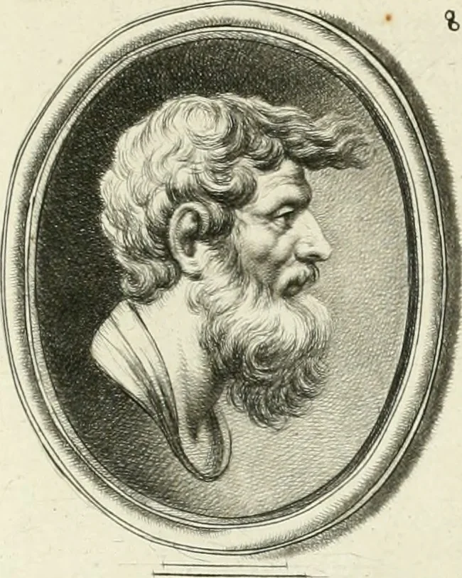 An illustration from A select collection of drawings from curious antique gems : most of them in the possession of the nobility and gentry of this kingdom : etched after the manner of Rembrandt, 1768, leaf 136