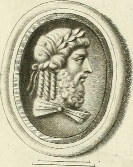 An illustration from A select collection of drawings from curious antique gems : most of them in the possession of the nobility and gentry of this kingdom : etched after the manner of Rembrandt, 1768, leaf 72