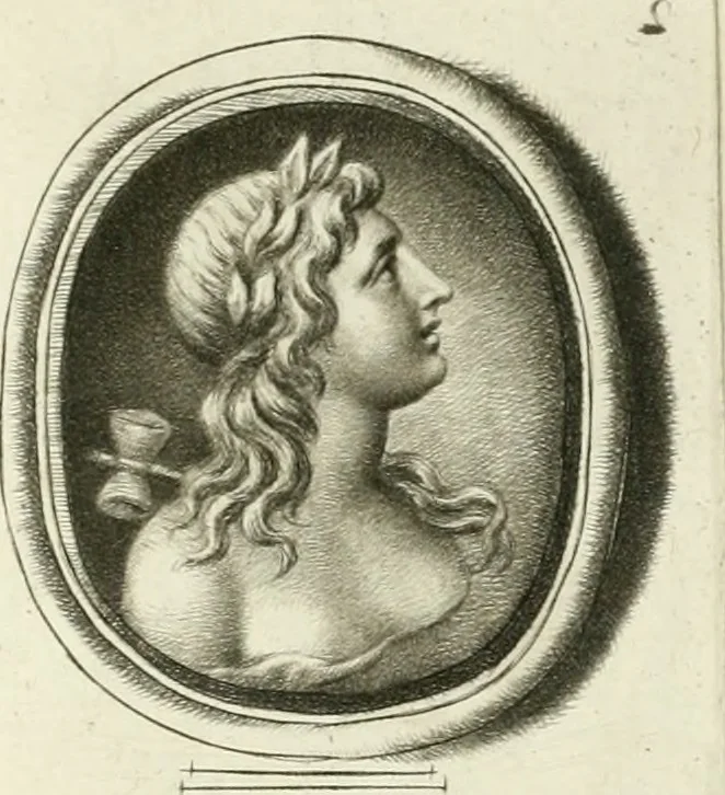 An illustration from A select collection of drawings from curious antique gems : most of them in the possession of the nobility and gentry of this kingdom : etched after the manner of Rembrandt, 1768, leaf 74