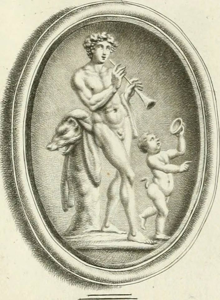 An illustration from A select collection of drawings from curious antique gems : most of them in the possession of the nobility and gentry of this kingdom : etched after the manner of Rembrandt, 1768, leaf 80