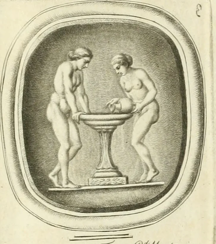 An illustration from A select collection of drawings from curious antique gems : most of them in the possession of the nobility and gentry of this kingdom : etched after the manner of Rembrandt, 1768, leaf 84