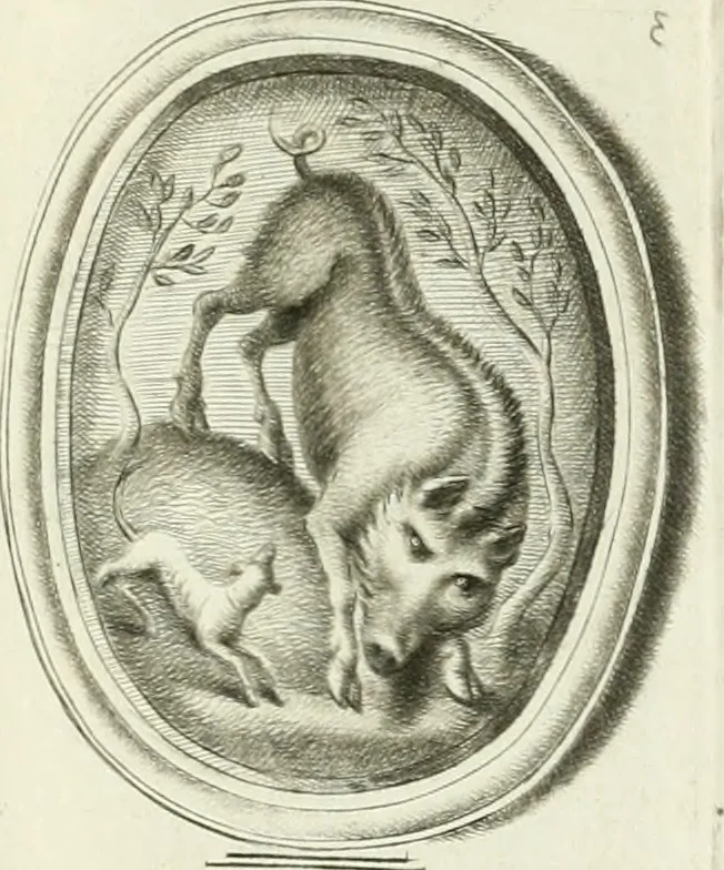 An illustration from A select collection of drawings from curious antique gems : most of them in the possession of the nobility and gentry of this kingdom : etched after the manner of Rembrandt, 1768, leaf 86
