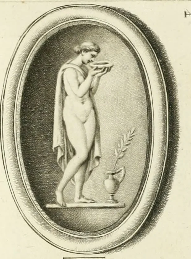 An illustration from A select collection of drawings from curious antique gems : most of them in the possession of the nobility and gentry of this kingdom : etched after the manner of Rembrandt, 1768, leaf 90