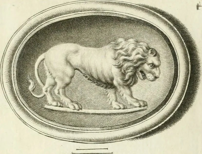 An illustration from A select collection of drawings from curious antique gems : most of them in the possession of the nobility and gentry of this kingdom : etched after the manner of Rembrandt, 1768, leaf 96