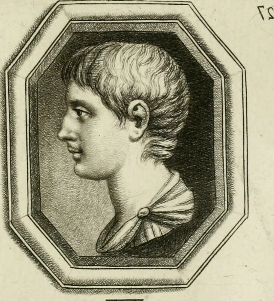 An illustration from A select collection of drawings from curious antique gems : most of them in the possession of the nobility and gentry of this kingdom : etched after the manner of Rembrandt, 1768, leaf 36