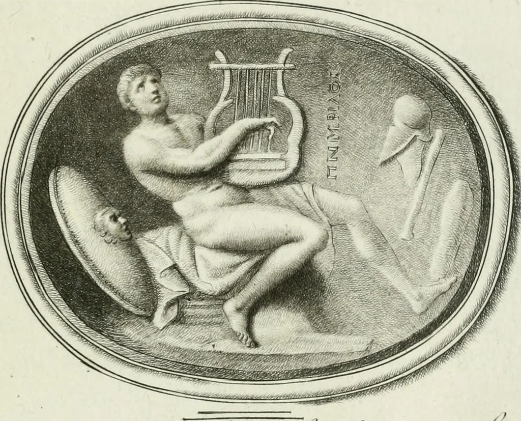An illustration from A select collection of drawings from curious antique gems : most of them in the possession of the nobility and gentry of this kingdom : etched after the manner of Rembrandt, 1768, leaf 72