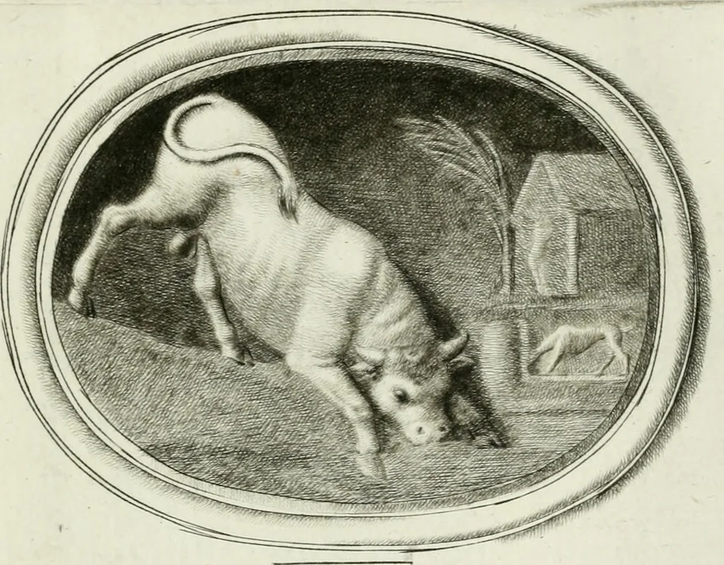 An illustration from A select collection of drawings from curious antique gems : most of them in the possession of the nobility and gentry of this kingdom : etched after the manner of Rembrandt, 1768, leaf 82