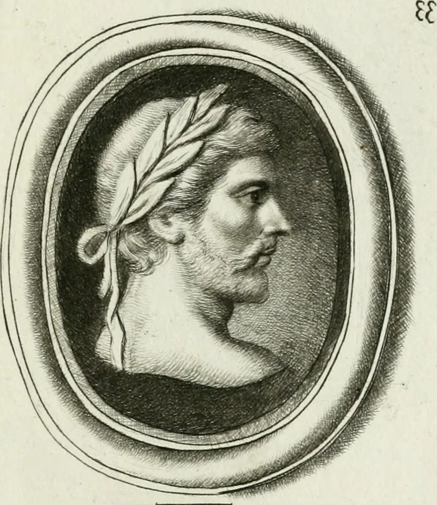 An illustration from A select collection of drawings from curious antique gems : most of them in the possession of the nobility and gentry of this kingdom : etched after the manner of Rembrandt, 1768, leaf 96