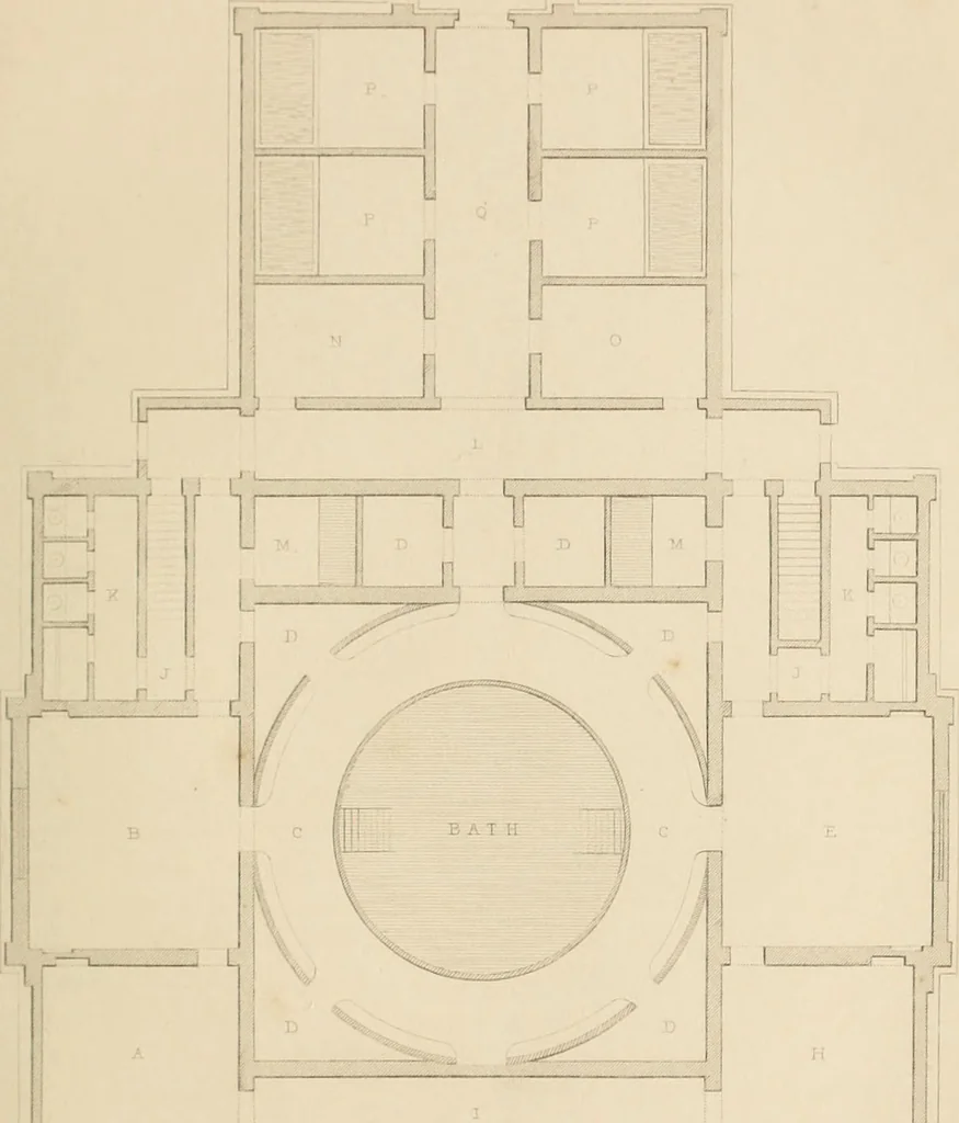 An illustration from Select designs for public buildings; consisting of plans, elevations, perspective views, sections, and details, of churches, chapels, schools, alms-houses, gas-works, markets, and other buildings erected for public purposes, 1842, leaf 106