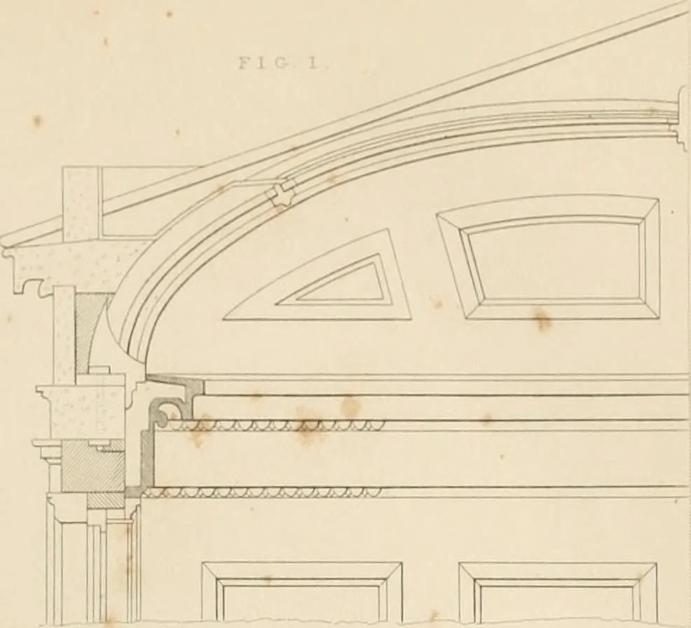 An illustration from Select designs for public buildings; consisting of plans, elevations, perspective views, sections, and details, of churches, chapels, schools, alms-houses, gas-works, markets, and other buildings erected for public purposes, 1842, leaf 148
