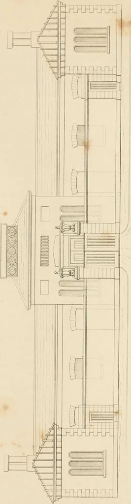 An illustration from Select designs for public buildings; consisting of plans, elevations, perspective views, sections, and details, of churches, chapels, schools, alms-houses, gas-works, markets, and other buildings erected for public purposes, 1842, leaf 168