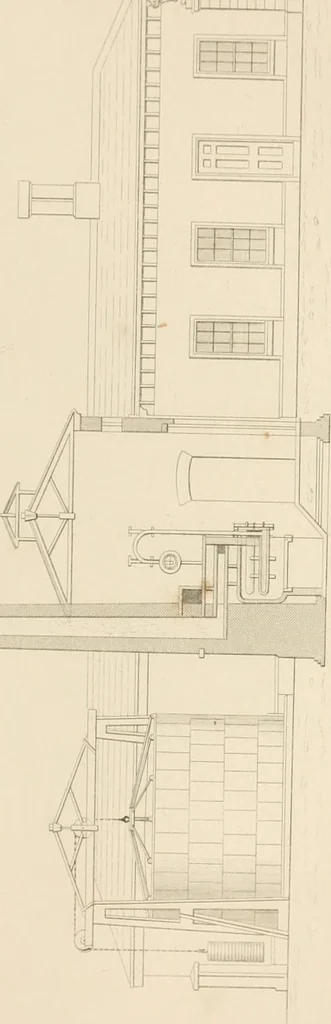 An illustration from Select designs for public buildings; consisting of plans, elevations, perspective views, sections, and details, of churches, chapels, schools, alms-houses, gas-works, markets, and other buildings erected for public purposes, 1842, leaf 174