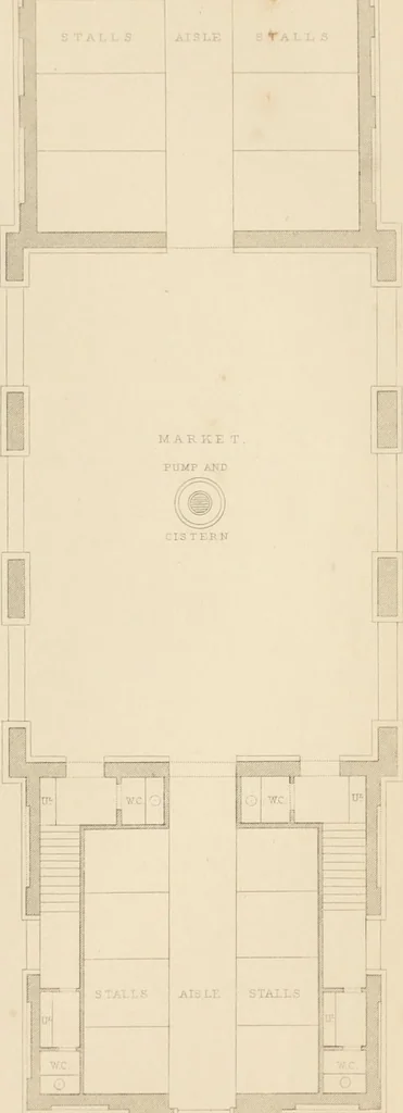 An illustration from Select designs for public buildings; consisting of plans, elevations, perspective views, sections, and details, of churches, chapels, schools, alms-houses, gas-works, markets, and other buildings erected for public purposes, 1842, leaf 186