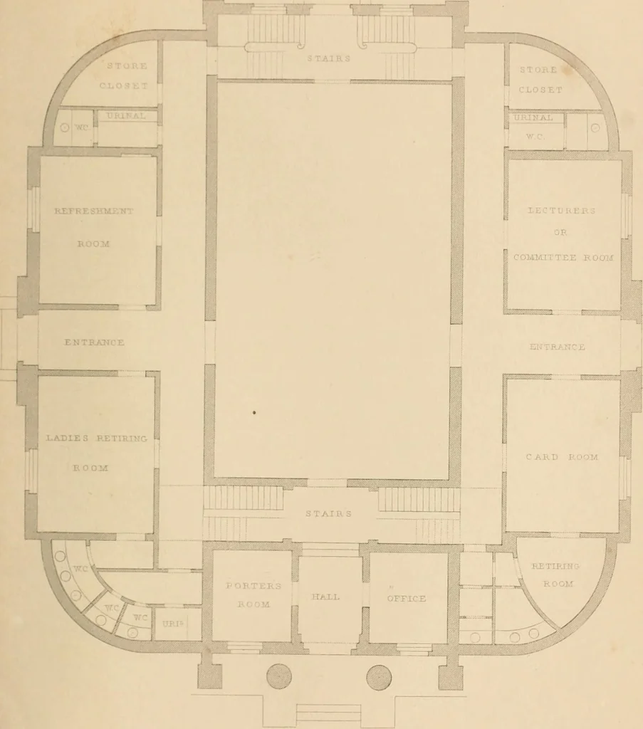 An illustration from Select designs for public buildings; consisting of plans, elevations, perspective views, sections, and details, of churches, chapels, schools, alms-houses, gas-works, markets, and other buildings erected for public purposes, 1842, leaf 206