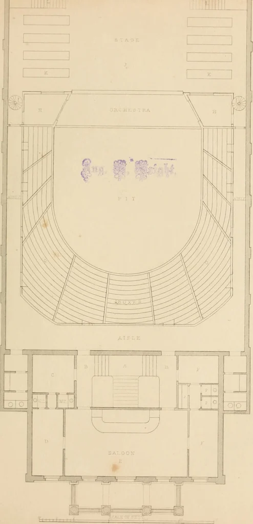 An illustration from Select designs for public buildings; consisting of plans, elevations, perspective views, sections, and details, of churches, chapels, schools, alms-houses, gas-works, markets, and other buildings erected for public purposes, 1842, leaf 228