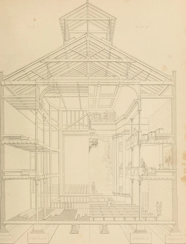 An illustration from Select designs for public buildings; consisting of plans, elevations, perspective views, sections, and details, of churches, chapels, schools, alms-houses, gas-works, markets, and other buildings erected for public purposes, 1842, leaf 230