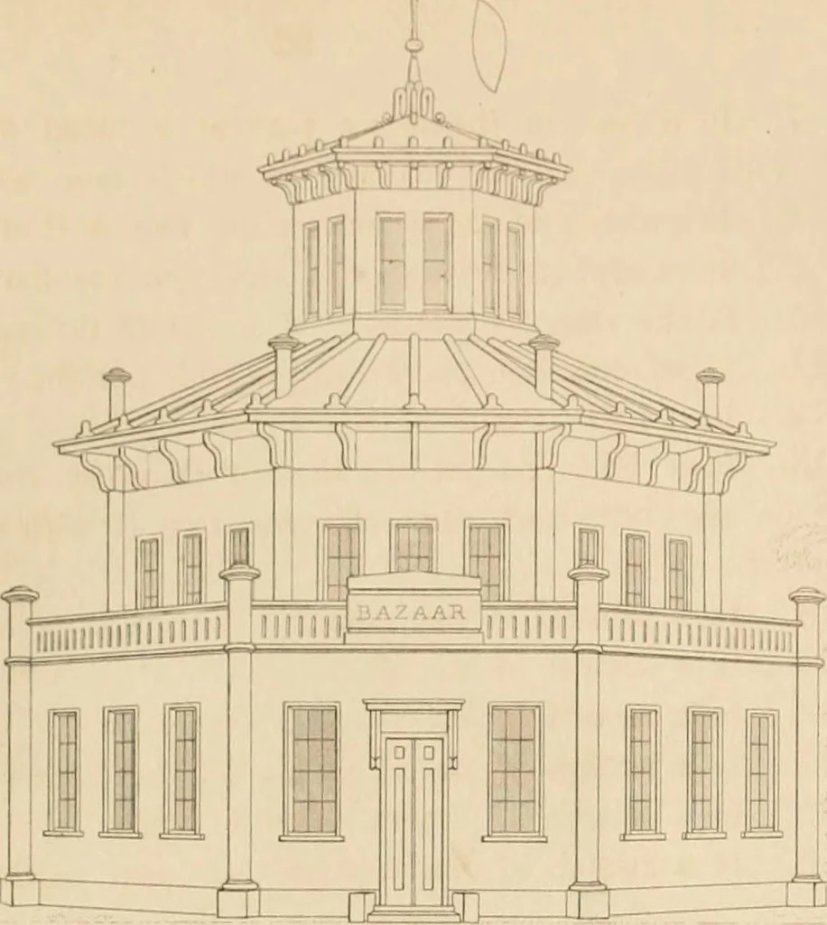 An illustration from Select designs for public buildings; consisting of plans, elevations, perspective views, sections, and details, of churches, chapels, schools, alms-houses, gas-works, markets, and other buildings erected for public purposes, 1842, leaf 236