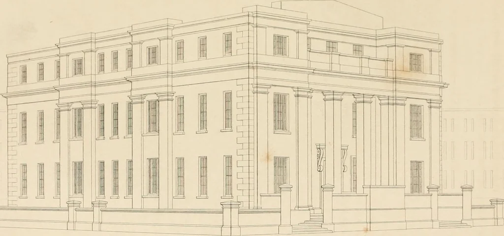 An illustration from Select designs for public buildings; consisting of plans, elevations, perspective views, sections, and details, of churches, chapels, schools, alms-houses, gas-works, markets, and other buildings erected for public purposes, 1842, leaf 254