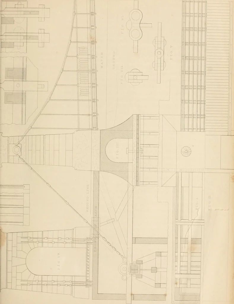 An illustration from Select designs for public buildings; consisting of plans, elevations, perspective views, sections, and details, of churches, chapels, schools, alms-houses, gas-works, markets, and other buildings erected for public purposes, 1842, leaf 268