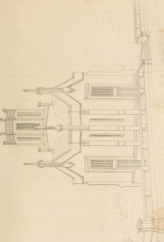 An illustration from Select designs for public buildings; consisting of plans, elevations, perspective views, sections, and details, of churches, chapels, schools, alms-houses, gas-works, markets, and other buildings erected for public purposes, 1842, leaf 274