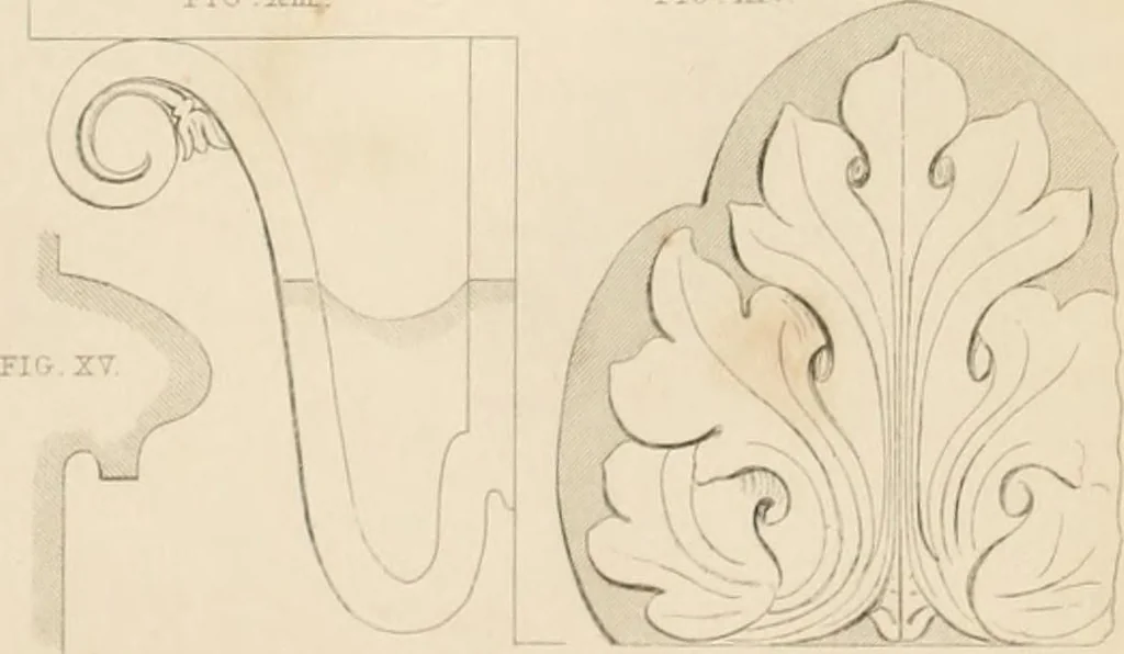 An illustration from Select designs for public buildings; consisting of plans, elevations, perspective views, sections, and details, of churches, chapels, schools, alms-houses, gas-works, markets, and other buildings erected for public purposes, 1842, leaf 28