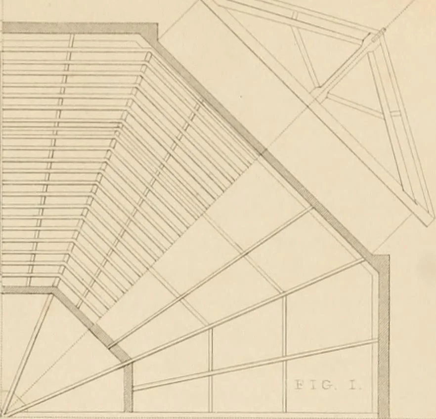 An illustration from Select designs for public buildings; consisting of plans, elevations, perspective views, sections, and details, of churches, chapels, schools, alms-houses, gas-works, markets, and other buildings erected for public purposes, 1842, leaf 298