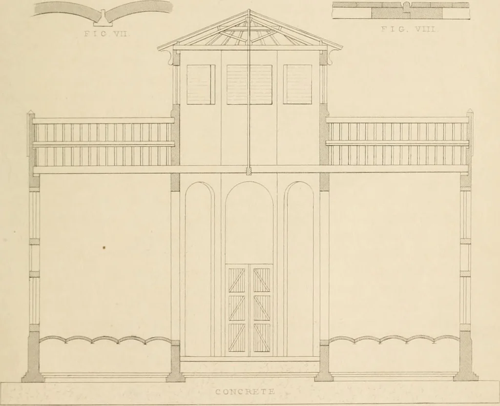 An illustration from Select designs for public buildings; consisting of plans, elevations, perspective views, sections, and details, of churches, chapels, schools, alms-houses, gas-works, markets, and other buildings erected for public purposes, 1842, leaf 298