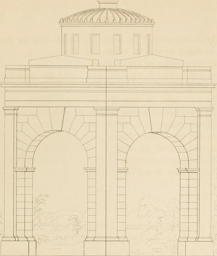 An illustration from Select designs for public buildings; consisting of plans, elevations, perspective views, sections, and details, of churches, chapels, schools, alms-houses, gas-works, markets, and other buildings erected for public purposes, 1842, leaf 304