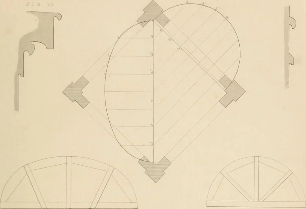 An illustration from Select designs for public buildings; consisting of plans, elevations, perspective views, sections, and details, of churches, chapels, schools, alms-houses, gas-works, markets, and other buildings erected for public purposes, 1842, leaf 306