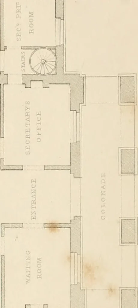 An illustration from Select designs for public buildings; consisting of plans, elevations, perspective views, sections, and details, of churches, chapels, schools, alms-houses, gas-works, markets, and other buildings erected for public purposes, 1842, leaf 50