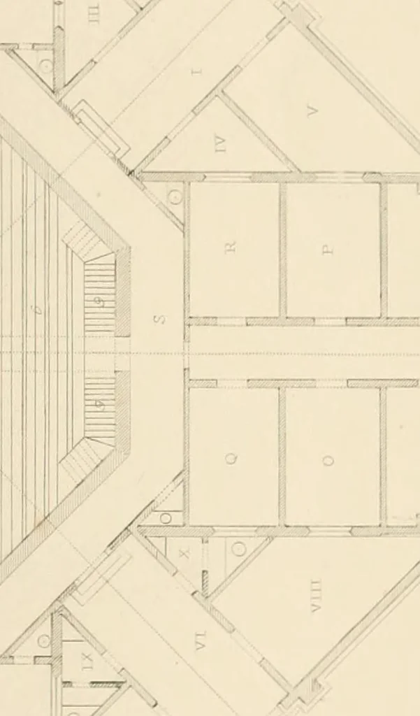 An illustration from Select designs for public buildings; consisting of plans, elevations, perspective views, sections, and details, of churches, chapels, schools, alms-houses, gas-works, markets, and other buildings erected for public purposes, 1842, leaf 76