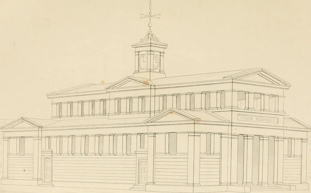 An illustration from Select designs for public buildings; consisting of plans, elevations, perspective views, sections, and details, of churches, chapels, schools, alms-houses, gas-works, markets, and other buildings erected for public purposes, 1842, leaf 94