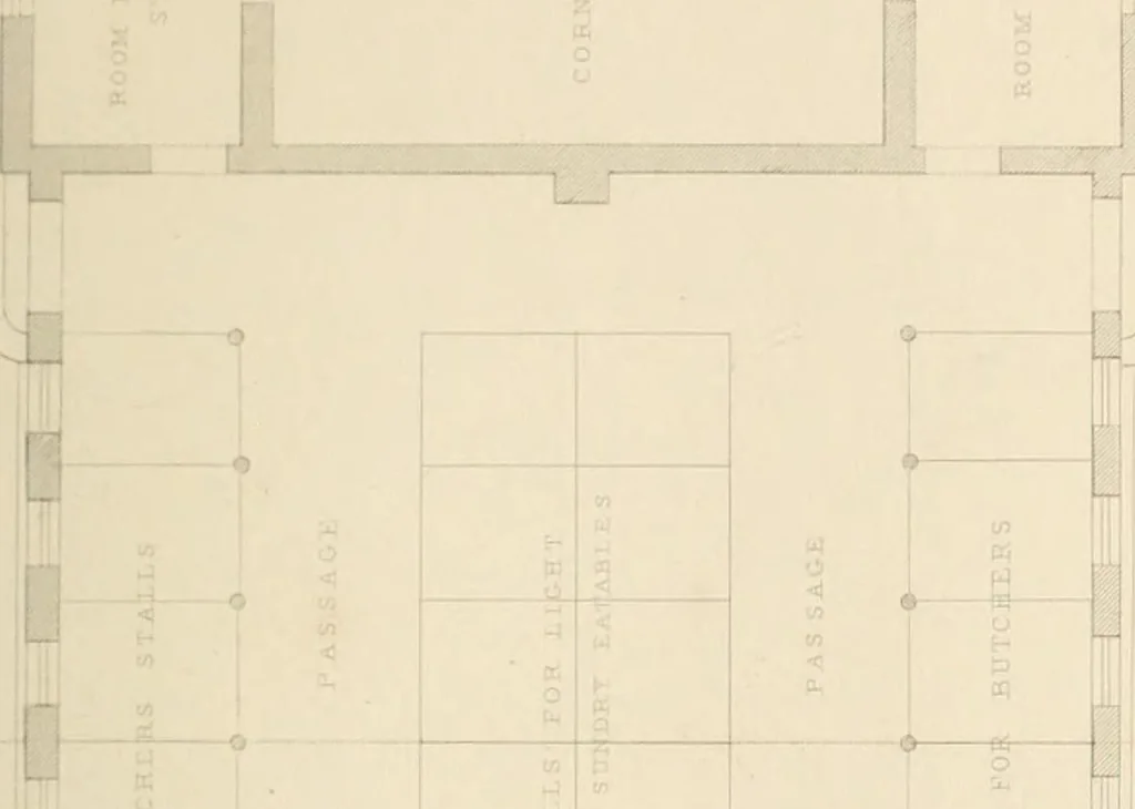 An illustration from Select designs for public buildings; consisting of plans, elevations, perspective views, sections, and details, of churches, chapels, schools, alms-houses, gas-works, markets, and other buildings erected for public purposes, 1842, leaf 96