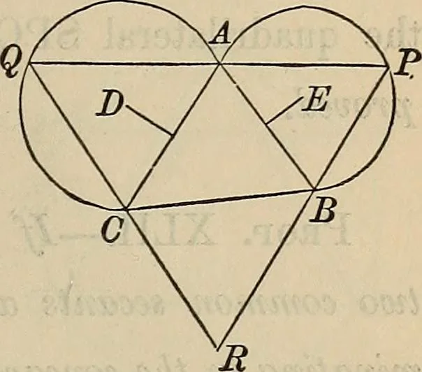 An illustration from Selected propositions in geometrical constructions and applications of algebra to geometry. Being a key to the appendix of Davies' Legendre, 1875, leaf 36