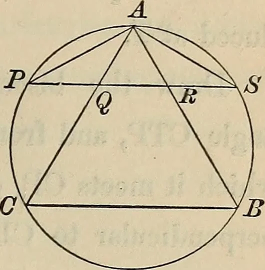 An illustration from Selected propositions in geometrical constructions and applications of algebra to geometry. Being a key to the appendix of Davies' Legendre, 1875, leaf 38