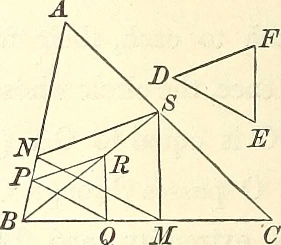 An illustration from Selected propositions in geometrical constructions and applications of algebra to geometry. Being a key to the appendix of Davies' Legendre, 1875, leaf 41