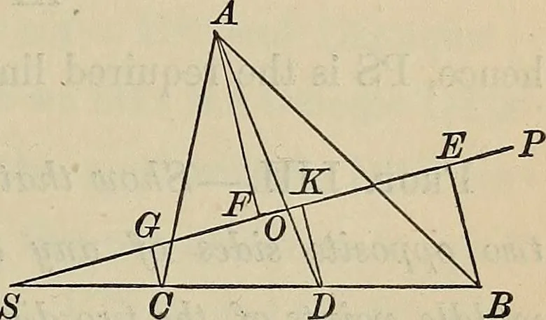 An illustration from Selected propositions in geometrical constructions and applications of algebra to geometry. Being a key to the appendix of Davies' Legendre, 1875, leaf 44