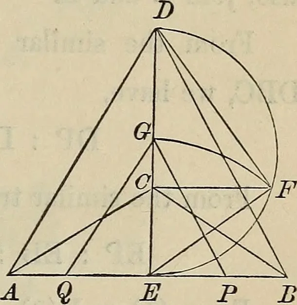 An illustration from Selected propositions in geometrical constructions and applications of algebra to geometry. Being a key to the appendix of Davies' Legendre, 1875, leaf 54