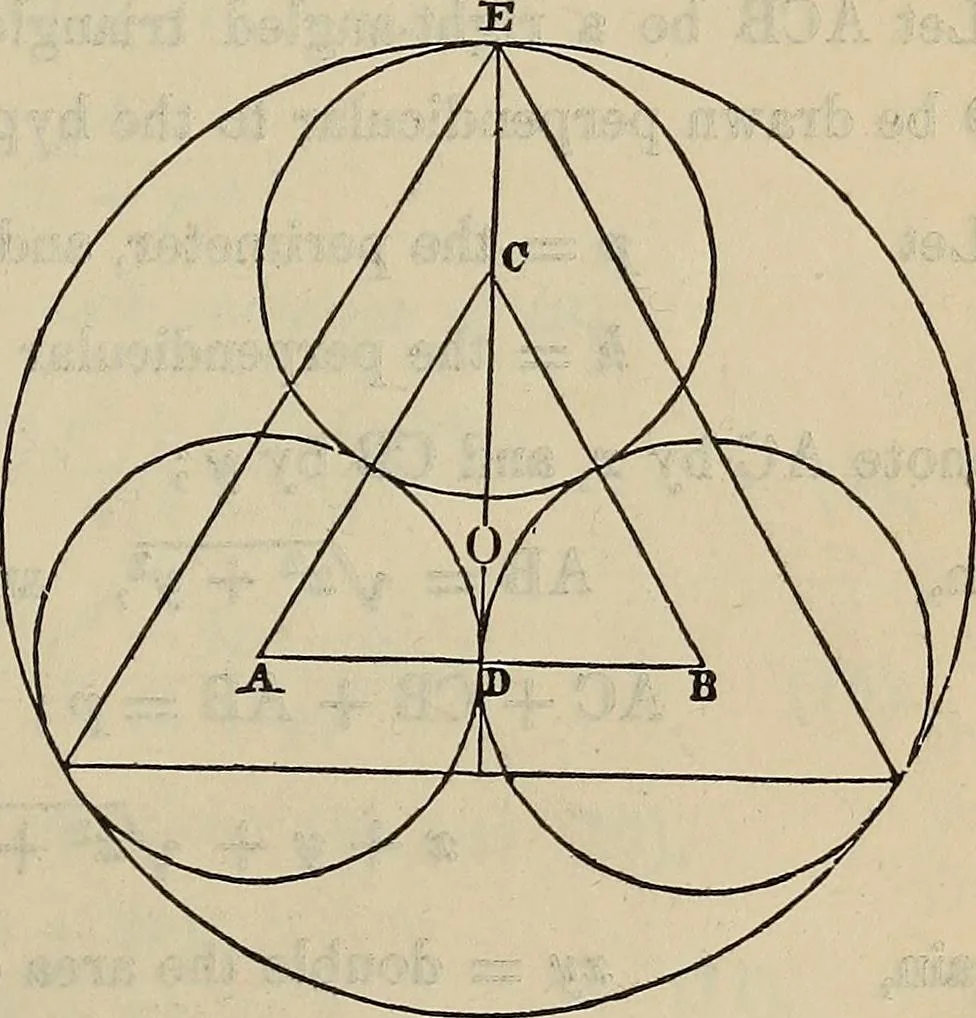 An illustration from Selected propositions in geometrical constructions and applications of algebra to geometry. Being a key to the appendix of Davies' Legendre, 1875, leaf 68