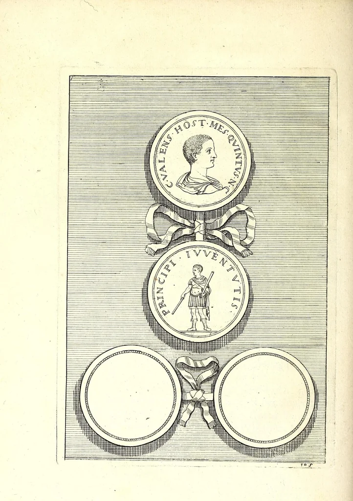 An illustration from Selectiora numismata in aere maximi moduli e museo illustrissimi D.D. Francisci de Camps ..., 1694, leaf 216