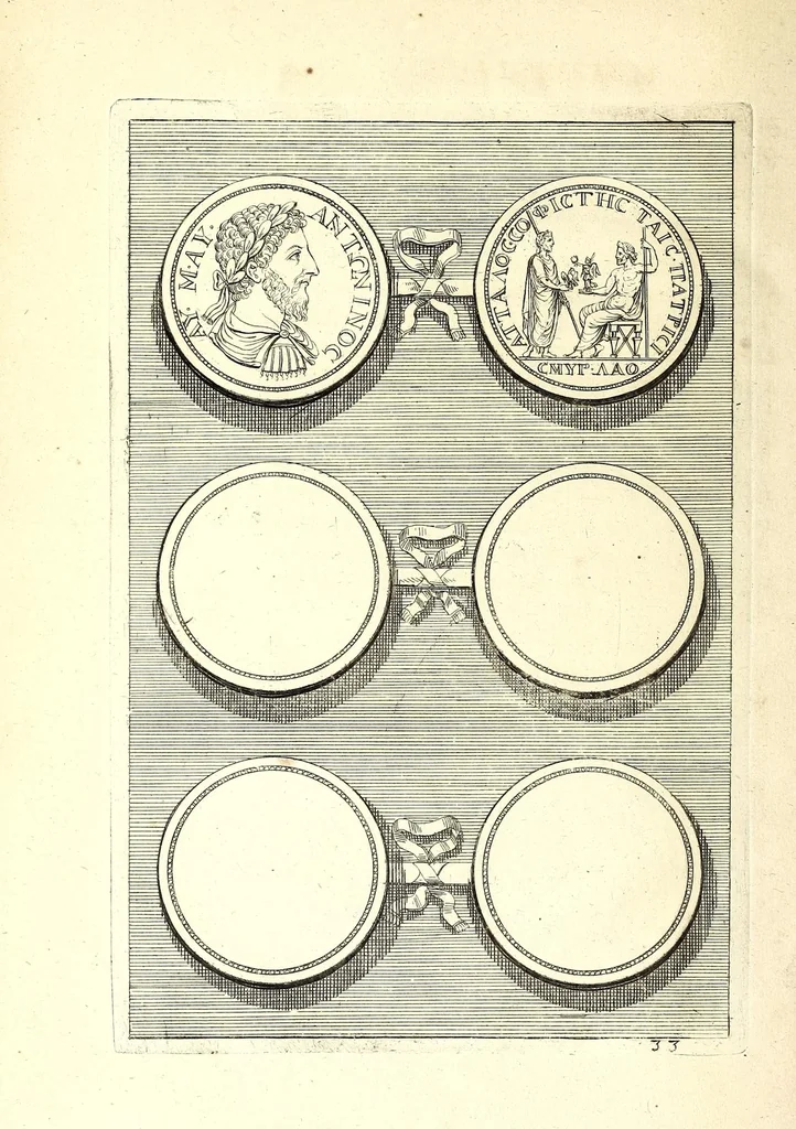 An illustration from Selectiora numismata in aere maximi moduli e museo illustrissimi D.D. Francisci de Camps ..., 1694, leaf 80