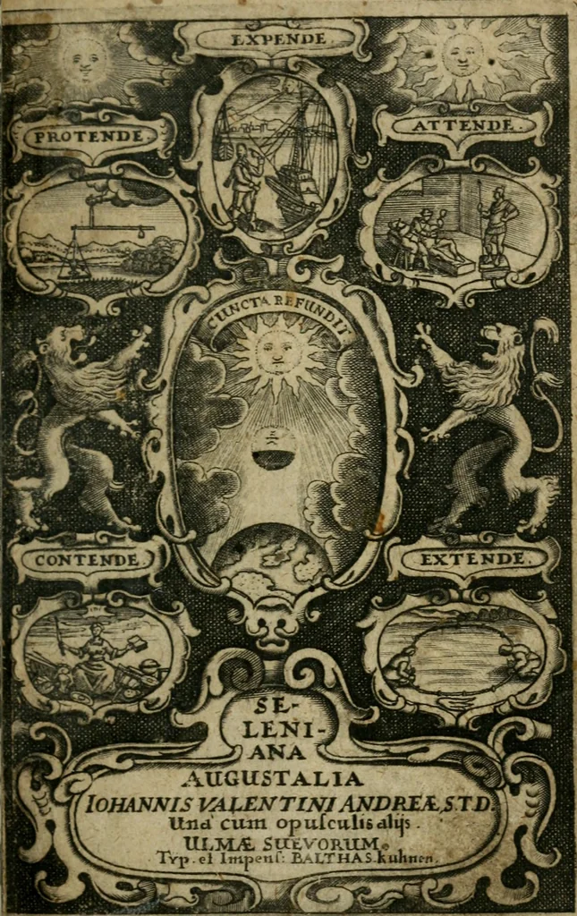 An illustration from Seleniana augustalia Iohannis Valentini Andreae, S.T.D. : una cum opusculis alijs, 1649, leaf 10