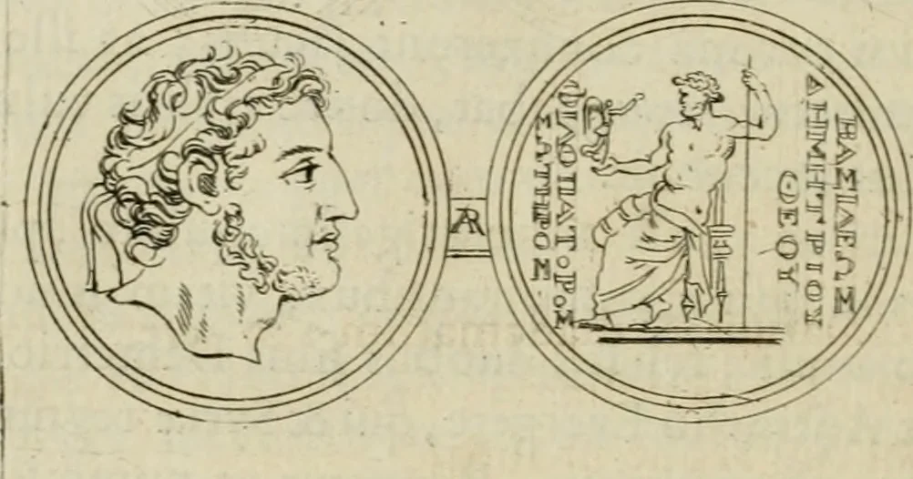 An illustration from Seleucidarum imperium, sive, Historia regum Syriae ad fidem numismatum accommodata, 1681, leaf 265