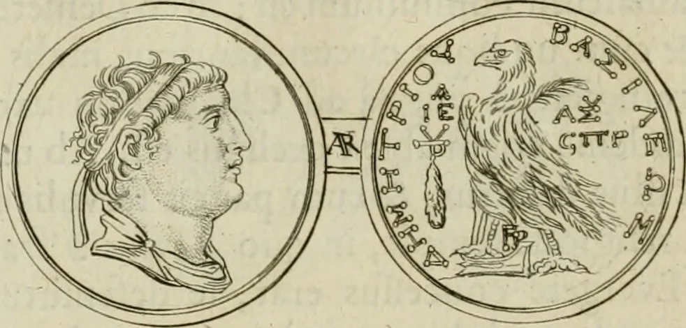 An illustration from Seleucidarum imperium, sive, Historia regum Syriae ad fidem numismatum accommodata, 1681, leaf 349