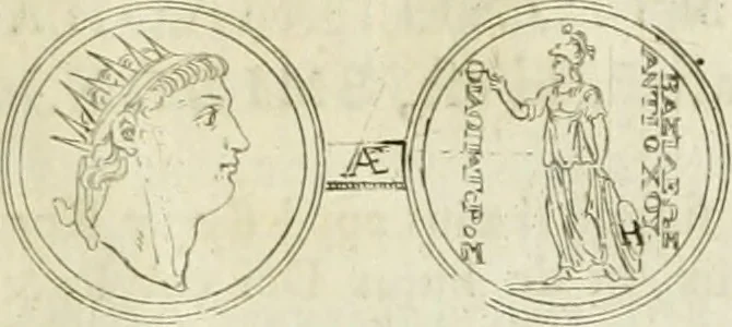 An illustration from Seleucidarum imperium, sive, Historia regum Syriae ad fidem numismatum accommodata, 1681, leaf 390