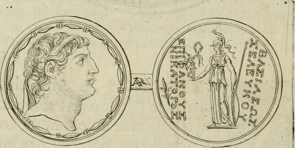 An illustration from Seleucidarum imperium, sive, Historia regum Syriae ad fidem numismatum accommodata, 1681, leaf 395