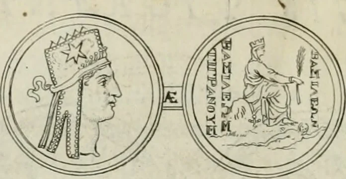 An illustration from Seleucidarum imperium, sive, Historia regum Syriae ad fidem numismatum accommodata, 1681, leaf 427