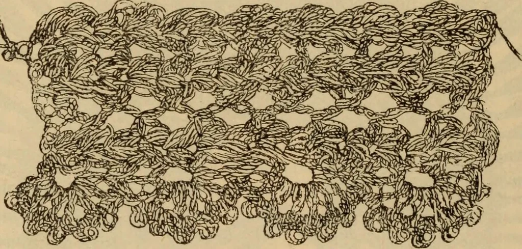 An illustration from The self-instructor in silk knitting, crocheting and embroidery, 1884, leaf 47