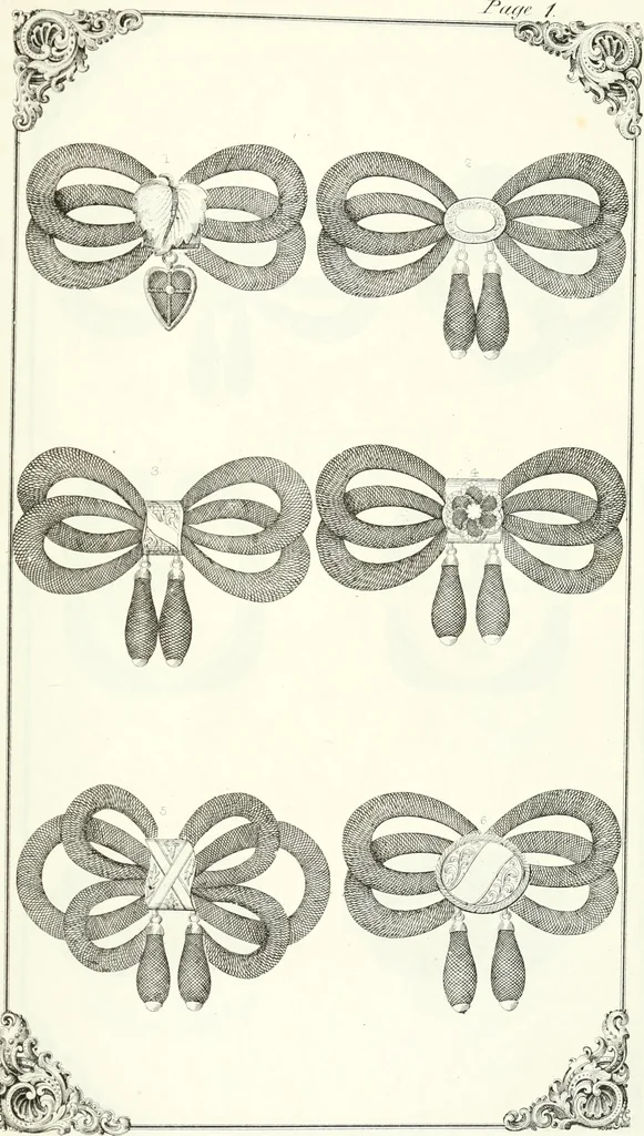 An illustration from Self-instructor in the art of hair work, dressing hair, making curls, switches, braids, and hair jewelry of every description, 1867, leaf 144