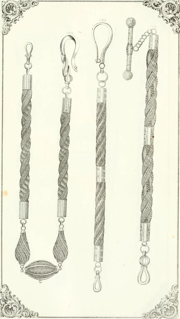 An illustration from Self-instructor in the art of hair work, dressing hair, making curls, switches, braids, and hair jewelry of every description, 1867, leaf 222